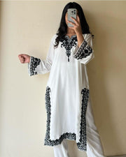 *New white kurta Black embroidery*